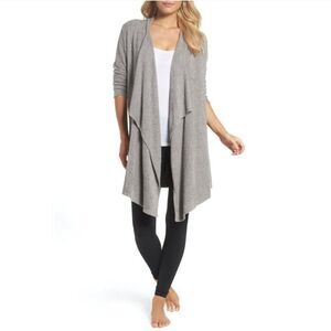 Barefoot Dreams Bamboo Chic Lite Calypso wrap gray open front cardigan sweater